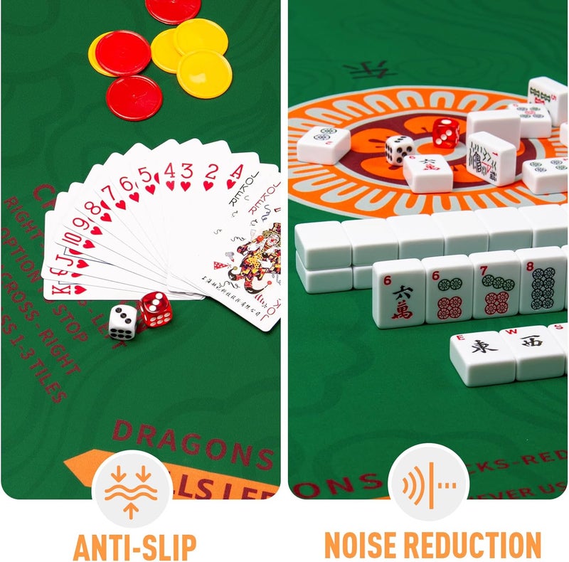 SiDreea Mahjong Mat, 32.4×32.4 Inch Noise Reduction Anti-Slip Mahjong Mat for Table, Mahjong Table Mat for Poker, Card, Board Games Table Mat, Tile Games, Dominoes - Image 2
